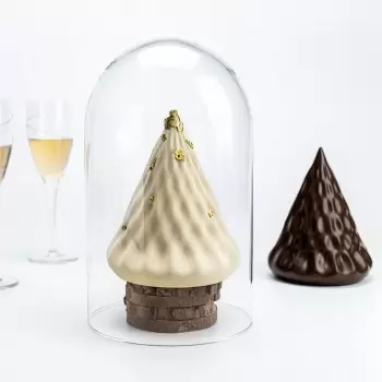 Professional 3D Polycarbonate Chiffon Christmas Tree Chocolate Mold - 150 mm x 120 mm x h 123 mm - 2 cavity - 250gr