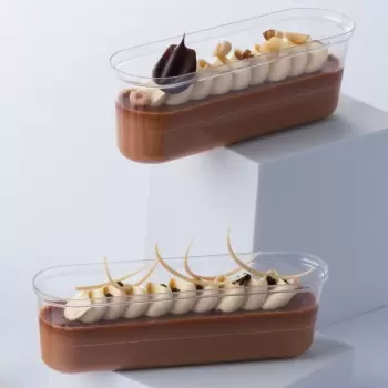 Martellato PMOCL002 Plastic XL Eclair Ice Cream Gelato Long Oval Cups - 144 mm x 43 mm x h 48 mm - 100 pcs - 165ml Plastic Mi...