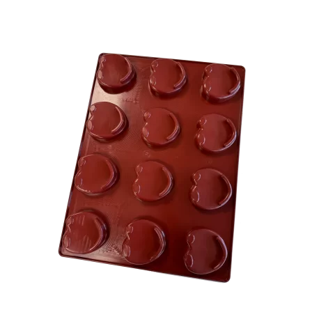 Mae 013841 SILMAE Professional Silicone Pastry Mold - Almond - 69x70x22 mm - 12 cavity - 63ml SILMAE Flexible Molds