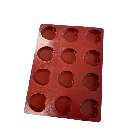 Mae 013841 SILMAE Professional Silicone Pastry Mold - Almond - 69x70x22 mm - 12 cavity - 63ml SILMAE Flexible Molds