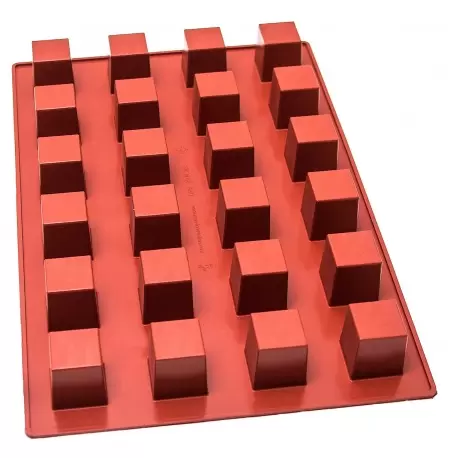 Mae 009271 SILMAE Professional Silicone Pastry Mold - Cube Mold - 49x49x57 mm - 24 cavity - 123ml SILMAE Flexible Molds