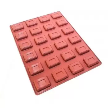 Mae 012709-40X30 SILMAE Professional Silicone Pastry Mold - Mini Petit Beurre - 52x42x12 mm - 24 cavity - 22ml SILMAE Flexibl...