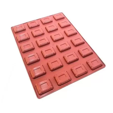 Mae 012709-40X30 SILMAE Professional Silicone Pastry Mold - Mini Petit Beurre - 52x42x12 mm - 24 cavity - 22ml SILMAE Flexibl...