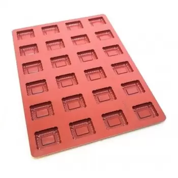 Mae 012709-40X30 SILMAE Professional Silicone Pastry Mold - Mini Petit Beurre - 52x42x12 mm - 24 cavity - 22ml SILMAE Flexibl...