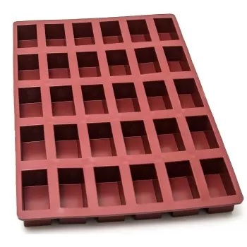 Mae 009316 SILMAE Professional Silicone Rectangle Loaf Pastry Mold - Rectangle - 90x45x45 mm - 30 cavity - 182ml SILMAE Flexi...