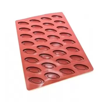 Mae 012705-40X30 SILMAE Professional Silicone Pastry Mold - Mini Bisquit Barquette Mold - 65X26X12 mm - 32 cavity - 14.1ml SI...