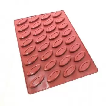 Mae 012705-40X30 SILMAE Professional Silicone Pastry Mold - Mini Bisquit Barquette Mold - 65X26X12 mm - 32 cavity - 14.1ml SI...