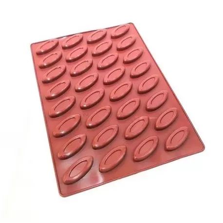 Mae 012705-40X30 SILMAE Professional Silicone Pastry Mold - Mini Bisquit Barquette Mold - 65X26X12 mm - 32 cavity - 14.1ml SI...