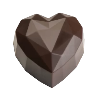 Hans Brunner HB-9154-PC Thermoformed Polycarbonate Chocolate Diamand Heart Mold - 30 x 30 x 16 mm - 10 gr - 28 cavities - 275...