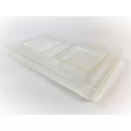 Hans Brunner HB-9141-PC Thermoformed Polycarbonate Chocolate Tablet Mold - Square - 945 x 945 x 10 mm, - 100 gr - 2 cavities ...