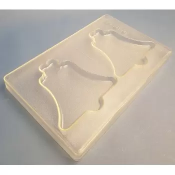 Hans Brunner HB-9130-PC Thermoformed Polycarbonate Chocolate Tablet Mold - Bell - 128 x 123 x 10 mm - 100 gr - 2 cavities - 2...