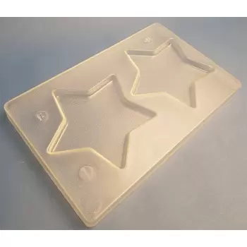 Hans Brunner HB-9114-PC Thermoformed Polycarbonate Chocolate Tablet Mold - Star - 134 x 128 x 10 mm - 100 gr - 2 cavities - 2...