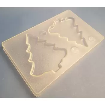 Thermoformed Polycarbonate Chocolate Tablet Mold - Christmas Tree - 146 x 120 x 10 mm - 100 grs - 2 cavities - 275 x 175 x 24 mm