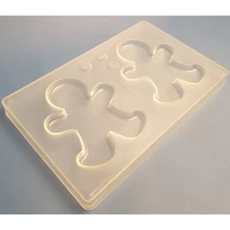 Hans Brunner HB-9128-PC Thermoformed Polycarbonate Chocolate Tablet Mold - Gingerbread Man - 136 x 103 x 10 mm - 100 gr - 2 c...