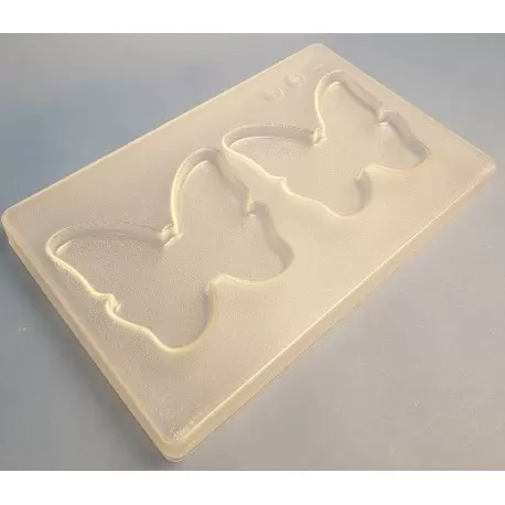 Hans Brunner HB-9136-PC Thermoformed Polycarbonate Chocolate Tablet Mold - Butterfly - 121 x 104 x 10 mm - 100 gr - 2 cavitie...