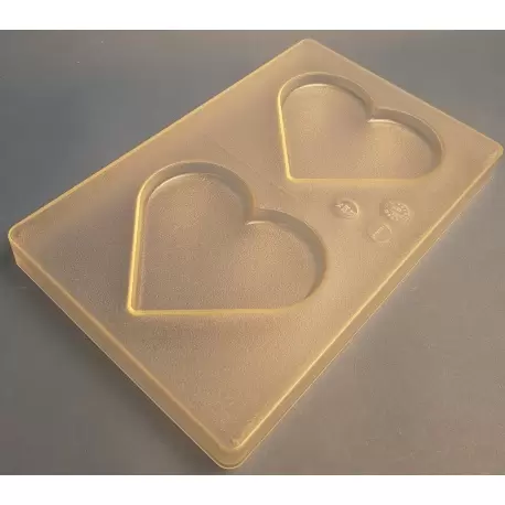Hans Brunner HB-9115-PC Thermoformed Polycarbonate Chocolate Tablet Mold - Heart - 107 x 123 x 10 mm -100 gr - 2 cavities - 2...