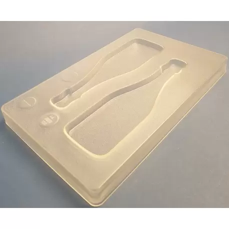 Thermoformed Polycarbonate Chocolate Tablet Mold -Flat Champagne Bottle - 199x64x10 mm - 100gr - 2 cavities - 275x175x24 mm