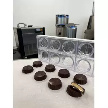 Professional Polycarbonate Chocolate Mold - Round Spiral Cups - 51x51x16mm - 30 gr - 8 cavities - 275 x 135 x 24 mm