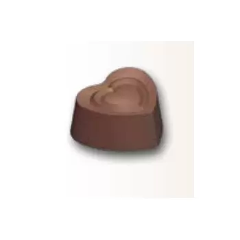 Polycarbonate Chocolate Heart Praline Mold - 28 x 24.9 x h 11.7mm - 18 cavity - 6 gr