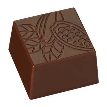 Hans Brunner HB-9144-S Professional Polycarbonate Chocolate Praline Mold - Square Cocoa Pod - 25x25x15mm - 10 gr - 28 cavitie...