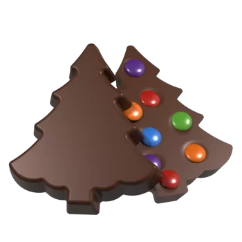 Hans Brunner HB-9176-PC Thermoformed Polycarbonate Chocolate Tablet Mold - Flat Christmas Tree - 71 x 60 x 11 mm - 25 gr - 8 ...