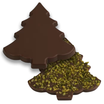 Thermoformed Polycarbonate Chocolate Tablet Mold - Christmas Tree - 146 x 120 x 10 mm - 100 grs - 2 cavities - 275 x 175 x 24 mm