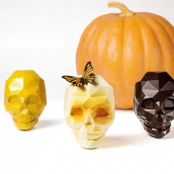 Professional Polycarbonate Amleto Diamond Skull Halloween Chocolate Mold - 96mm x 75mm x h 100mm - 4 cavity - 137 gr