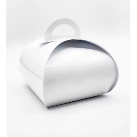 Deluxe Glossy White Premium Cardboard Tulip Pastry Boxes - Small - 14 x 14 x 9.5 cm - Pack of 25