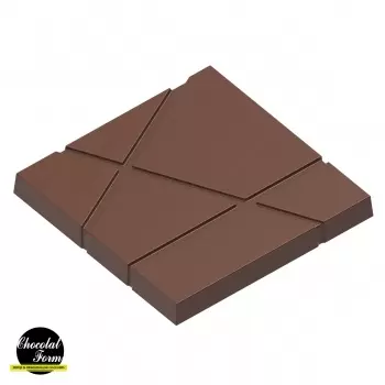 Chocolate World CF0239 Polycarbonate Striped Chocolate Tablet Mold - 74.5mm x 74.5mm x 7.5mm - 3 cavity - 51gr Tablets Molds