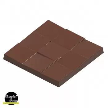 Polycarbonate Slanted Tiles Chocolate Tablet Mold - 74.5mm x 74.5mm x 6.5mm - 3 cavity - 43gr