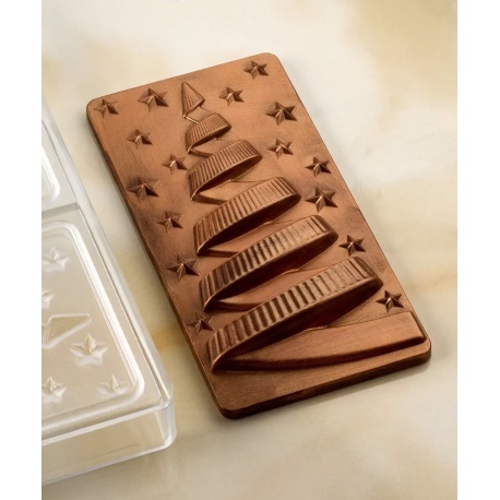 Pavoni PC5059FR Pavoni Polycarbonate Christmas Xmas Night Chocolate Bar Mold by Fabrizio Fiorani - 154 x 77 x h 15mm - 3 cavi...