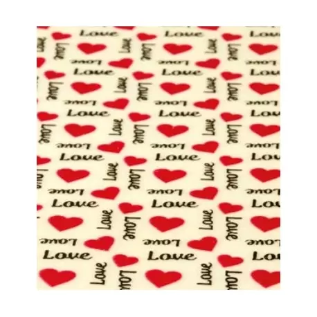 Pavoni SD234SB Pavoni Chocolate Transfer Sheets - Love with Red Hearts - Pack of 10 Sheets Chocolate Transfer Sheets