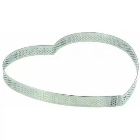 Pastry Chef's Boutique 06585 Stainless Steel Perforated Heart Tart Ring - 14cm x h 2cm Other Shaped Rings