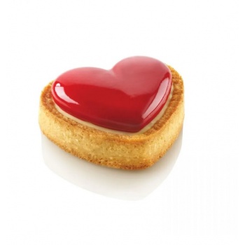 Silikomart 52.317.20.0165 Silikomart Professional Amore Heart Tart Ring - 80mm x 70mm x h 20mm - 8pcs Round Tart Ring