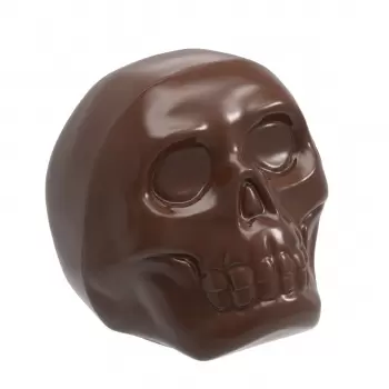 Polycarbonate 3D Skull Head Chocolate Mold - Double Mold - 56.5mm x 55mm x h 70mm - 2 x 3 cavity layout - 140gr