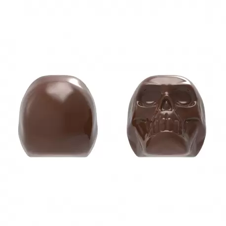 Polycarbonate 3D Skull Head Chocolate Mold - Double Mold - 56.5mm x 55mm x h 70mm - 2 x 3 cavity layout - 140gr
