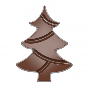 Chocolate World CW12068 Polycarbonate Chocolate Break Apart Christmas Tree Tablet Mold - 97mm x 72.5mm x h 10mm - 1 x 4 cavit...