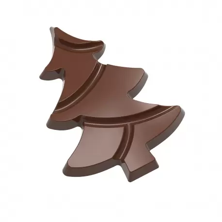 Polycarbonate Chocolate Break Apart Christmas Tree Tablet Mold - 97mm x 72.5mm x h 10mm - 1 x 4 cavity layout - 36.5 gr