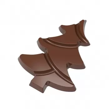 Polycarbonate Chocolate Break Apart Christmas Tree Tablet Mold - 97mm x 72.5mm x h 10mm - 1 x 4 cavity layout - 36.5 gr