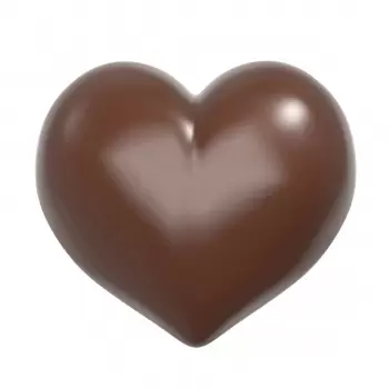 Chocolate World CW12088 Polycarbonate Heart Bomb Chocolate Mold by Nora Chokladskola - 49.5mm x 43.5mm x h 18mm - 10 cavity -...