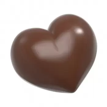 Chocolate World CW12088 Polycarbonate Heart Bomb Chocolate Mold by Nora Chokladskola - 49.5mm x 43.5mm x h 18mm - 10 cavity -...