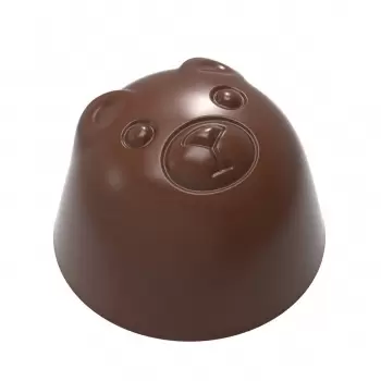 Chocolate World CW12118 Polycarbonate Domed Bear Praline Chocolate Mold by Nora Chokladskola - 30mm x 30mm x h 22mm - 21 cavi...