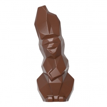 Chocolate World HM042 Magnetic Polycarbonate Laughing Hare Origami Easter Bunny Chocolate Mold - 80mm x 80mm x h 200mm - 2 ca...