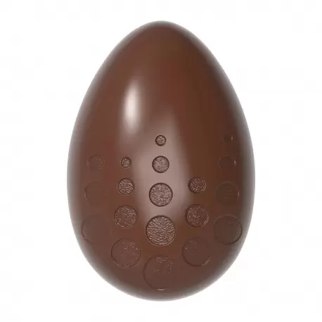Chocolate World CW12108 Polycarbonate Chocolate Egg Mold with Textured Round Circles - 70mm x 47mm x h 22mm - 8 cavity - 45gr...