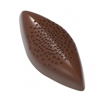Chocolate World CW12096 Polycarbonate Cacao Bean with Bubbles Chocolate Mold - 47mm x 21.5mm x h 16mm - 21 cavity - 9.5gr Mod...