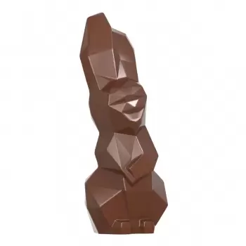 Chocolate World CW12101 Polycarbonate Laughing Hare Origami Easter Bunny Chocolate Mold - 100mm x 35mm x h 17.5m - 6 cavity -...