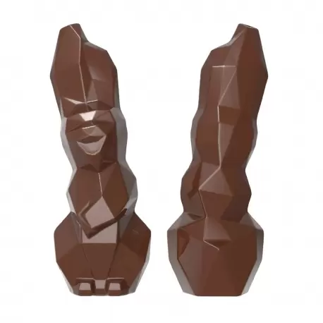 Chocolate World CW12101 Polycarbonate Laughing Hare Origami Easter Bunny Chocolate Mold - 100mm x 35mm x h 17.5m - 6 cavity -...