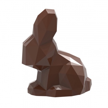 Chocolate World CW12102 Polycarbonate Sitting origami Rabbit Easter Bunny Chocolate Mold - 117.5mm x 96mm x h 32.5mm - 2 cavi...