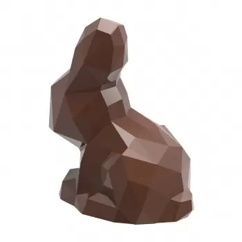 Chocolate World CW12102 Polycarbonate Sitting origami Rabbit Easter Bunny Chocolate Mold - 117.5mm x 96mm x h 32.5mm - 2 cavi...