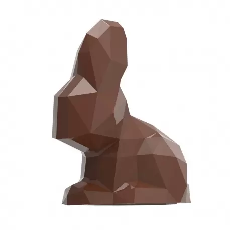 Chocolate World CW12102 Polycarbonate Sitting origami Rabbit Easter Bunny Chocolate Mold - 117.5mm x 96mm x h 32.5mm - 2 cavi...